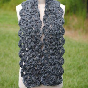 Crochet Charcoal Circle Scarf/New